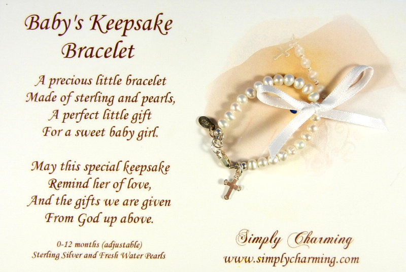 Freshwater Pearl Baby Bracelet w/sterling cross